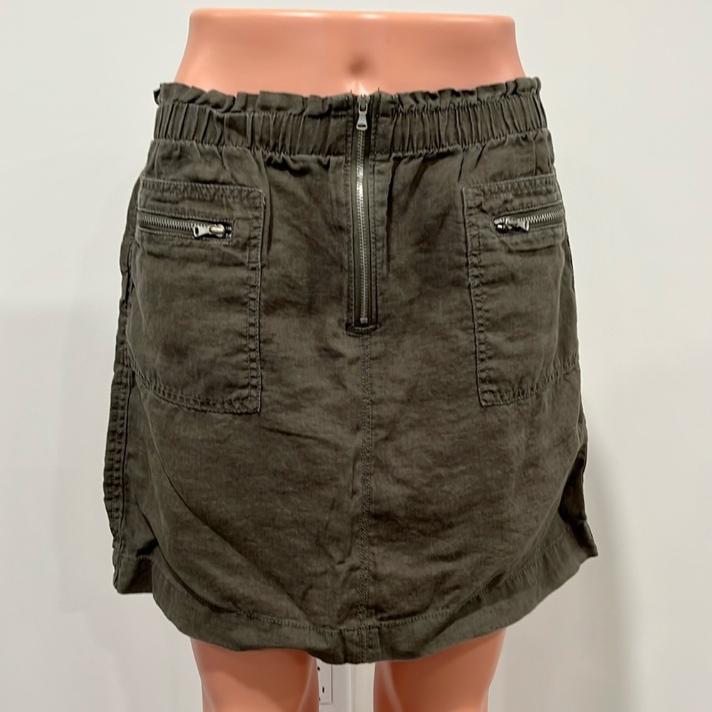 Lou & Grey Olive Green A-Line Skirt with Zipper Detail Size XS